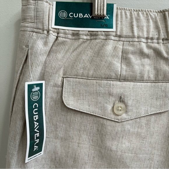 Cubavera Men’s Linen Blend Shorts 10” Tan Stripe Drawstring Size Large - Picture 5 of 8